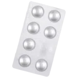 Blister pack of round tablets.
