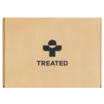 Brown box with Treated logo in black