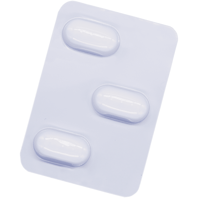 3 Azithromycin tablets in a blister pack.