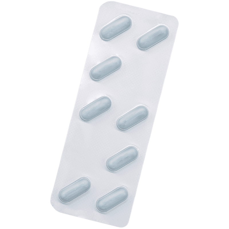 8 doxycycline tablets in a blister pack.