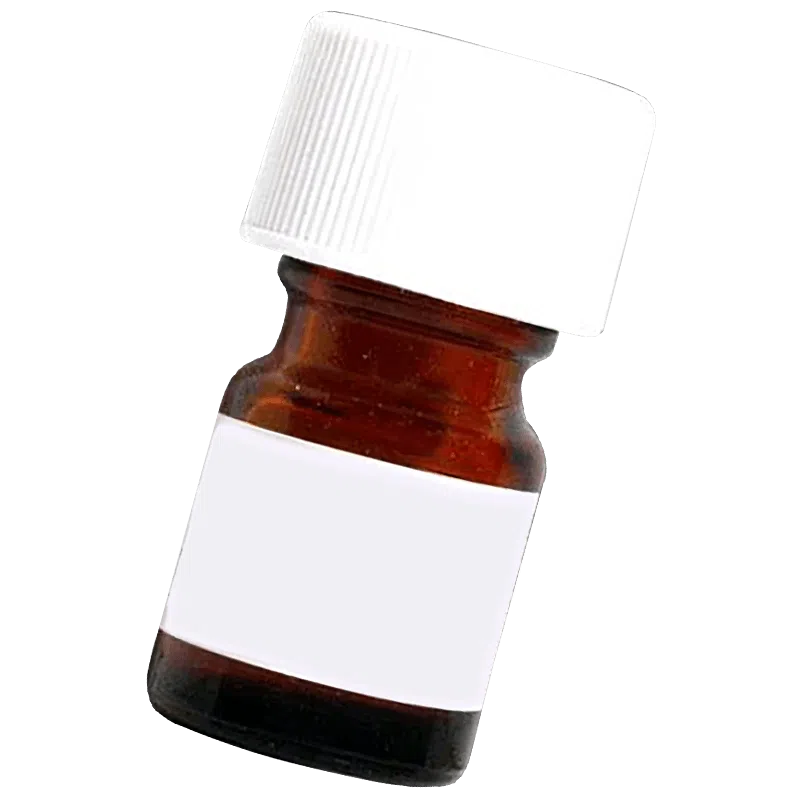 Dark brown glass medicine bottle with white screwcap lid